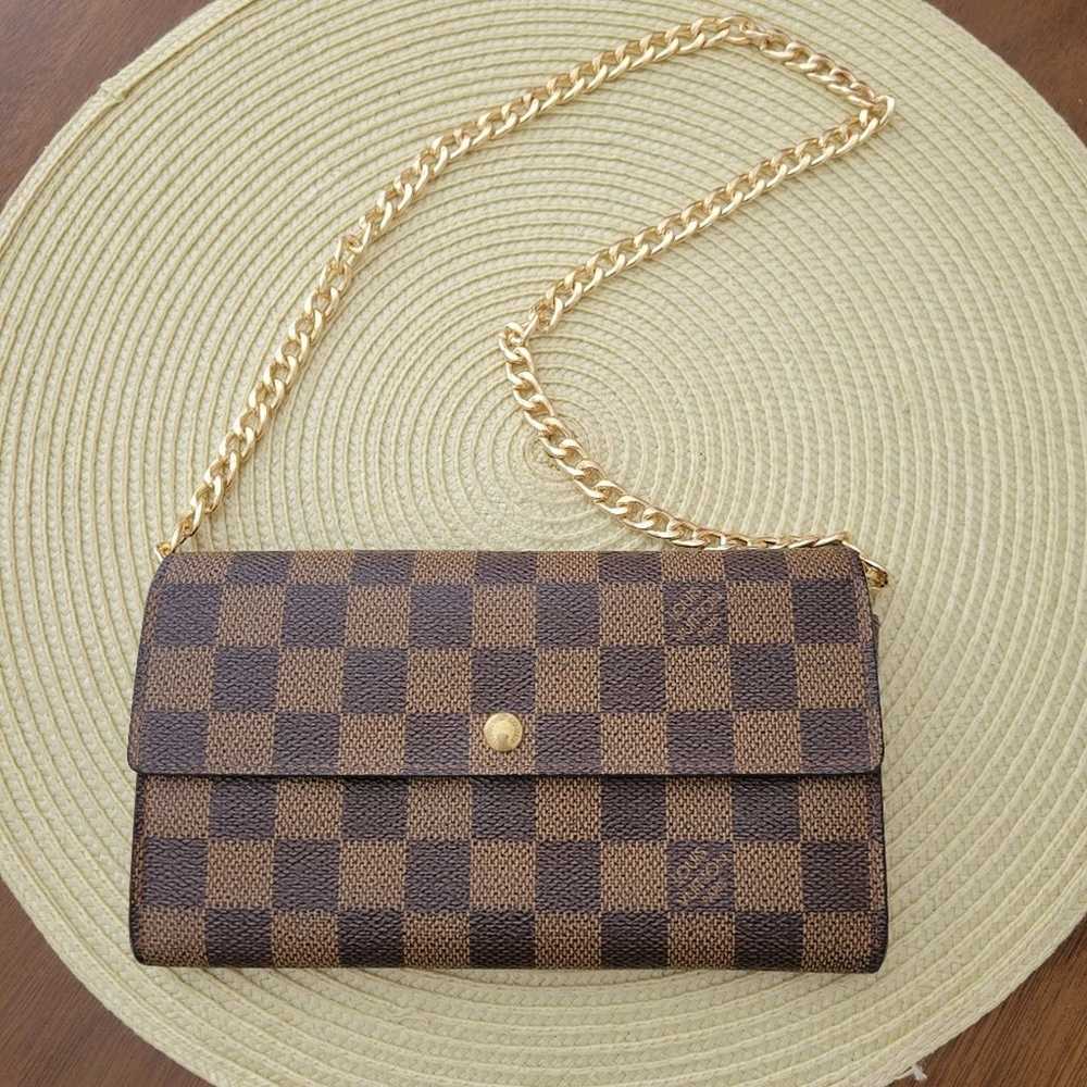 LV Louis Vuitton Damier Ebene Long Sarah Wallet o… - image 1