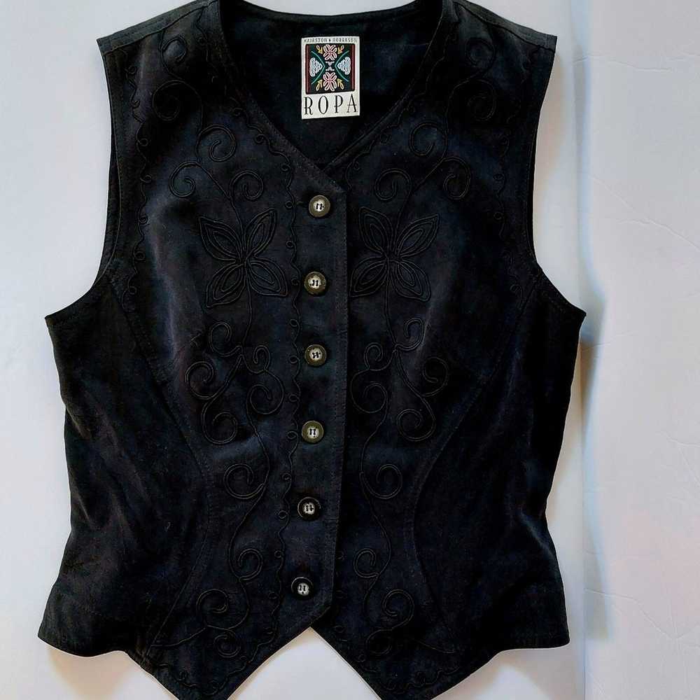 Southwestern Style Black Vest Button Hairston Rob… - image 1