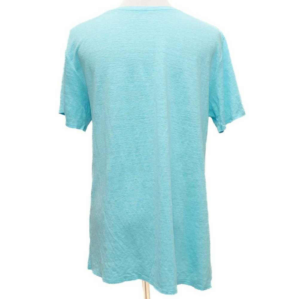 Eileen Fisher Blue Linen Scoop Neck Short Sleeve … - image 3