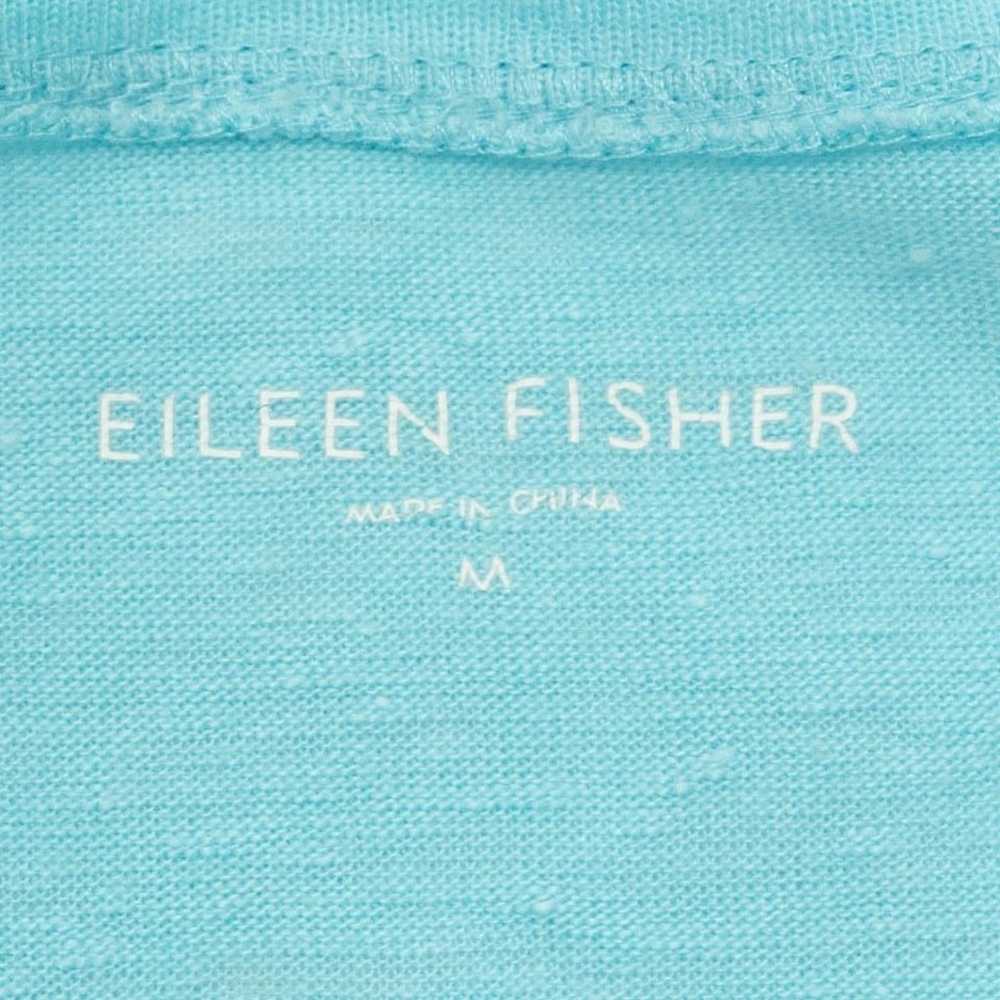 Eileen Fisher Blue Linen Scoop Neck Short Sleeve … - image 5