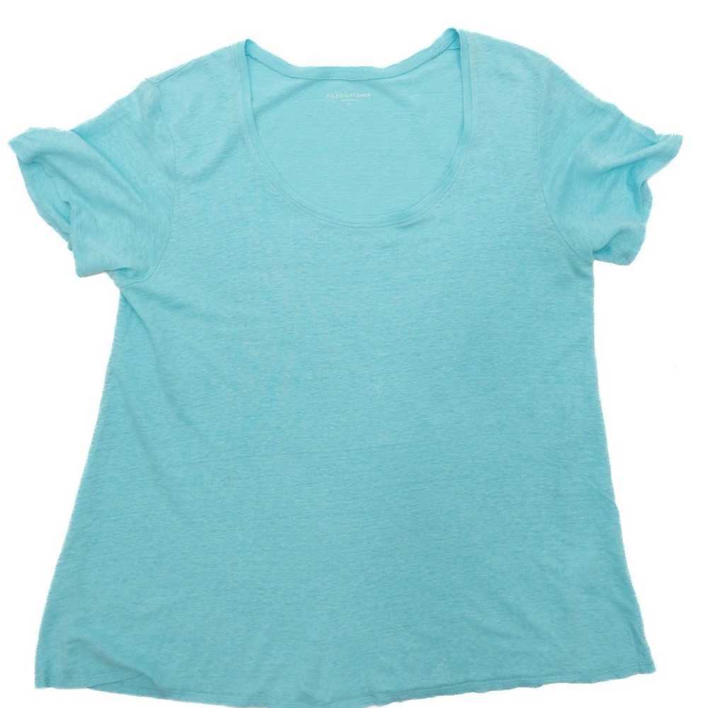 Eileen Fisher Blue Linen Scoop Neck Short Sleeve … - image 6