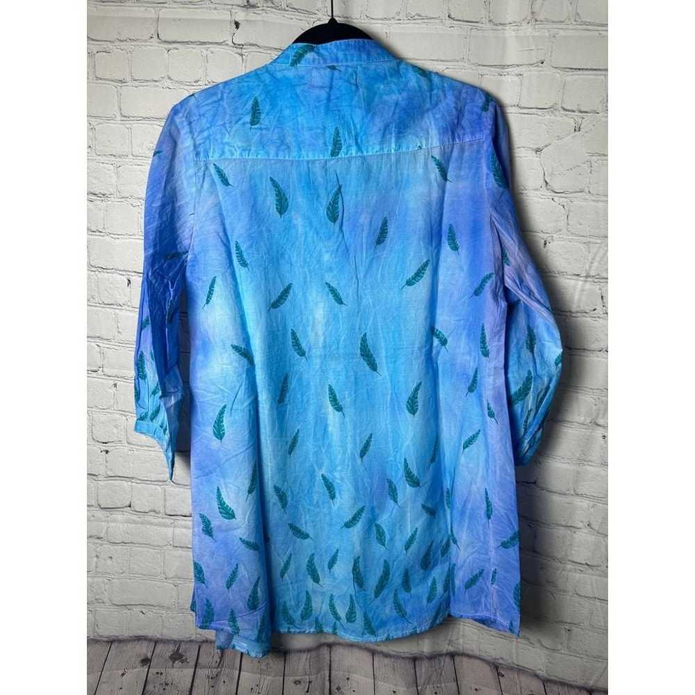 DAKIDAYA LADIES BLUE WATERCOLOR PRINT LONG SLEEVE… - image 5