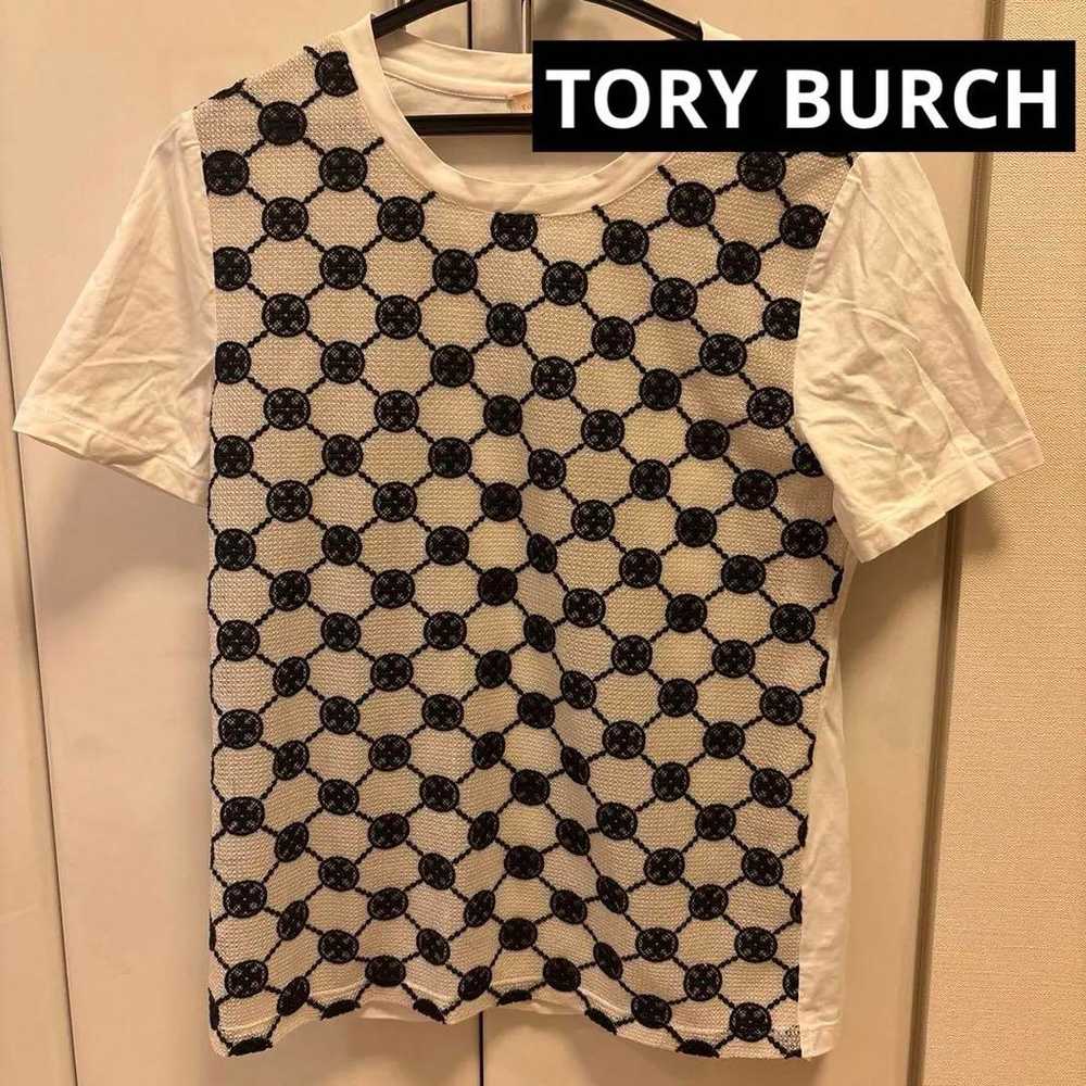 TORY BURCH Short Sleeve T-Shirt S White/Black - image 1