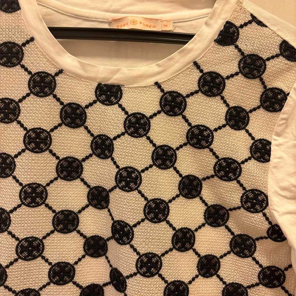 TORY BURCH Short Sleeve T-Shirt S White/Black - image 2