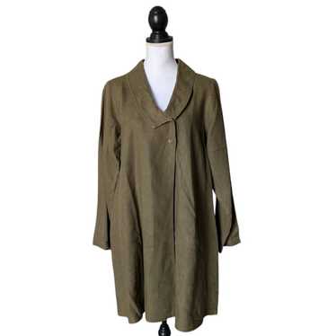 Flax 100% Linen Olive Green Asymmetrical Drapey L… - image 1