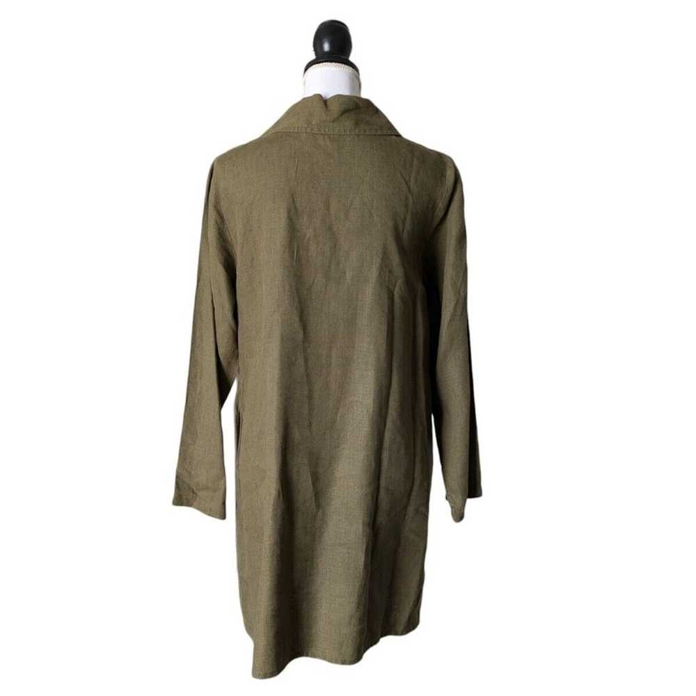 Flax 100% Linen Olive Green Asymmetrical Drapey L… - image 2