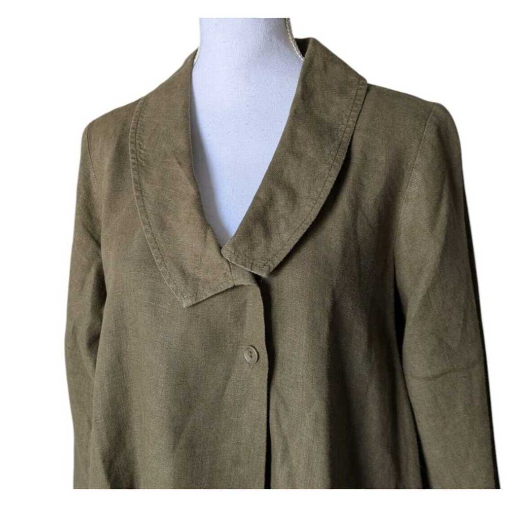 Flax 100% Linen Olive Green Asymmetrical Drapey L… - image 5