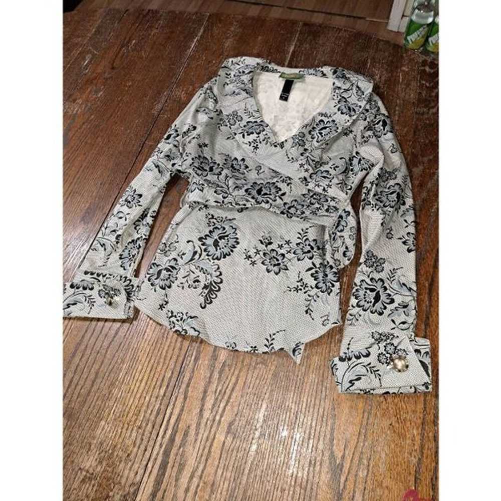 Medium Tracy Porter Cream Blue Floral Long Sleeve… - image 1