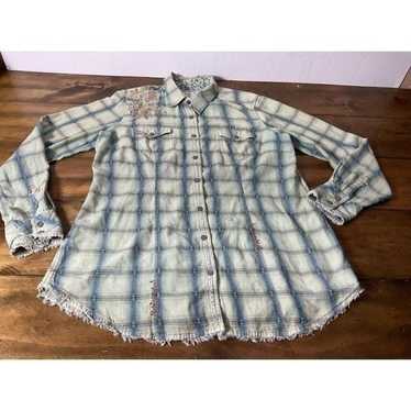 Ryan Michael Western Flannel Snap Shirt Womens La… - image 1