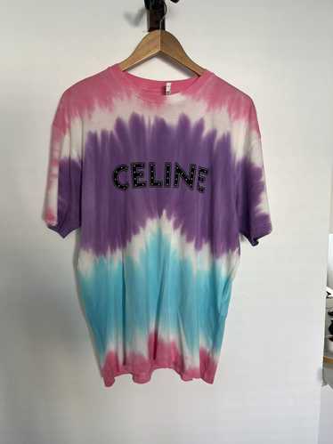 Celine Studded Logo Tie Dye T shirt hedi