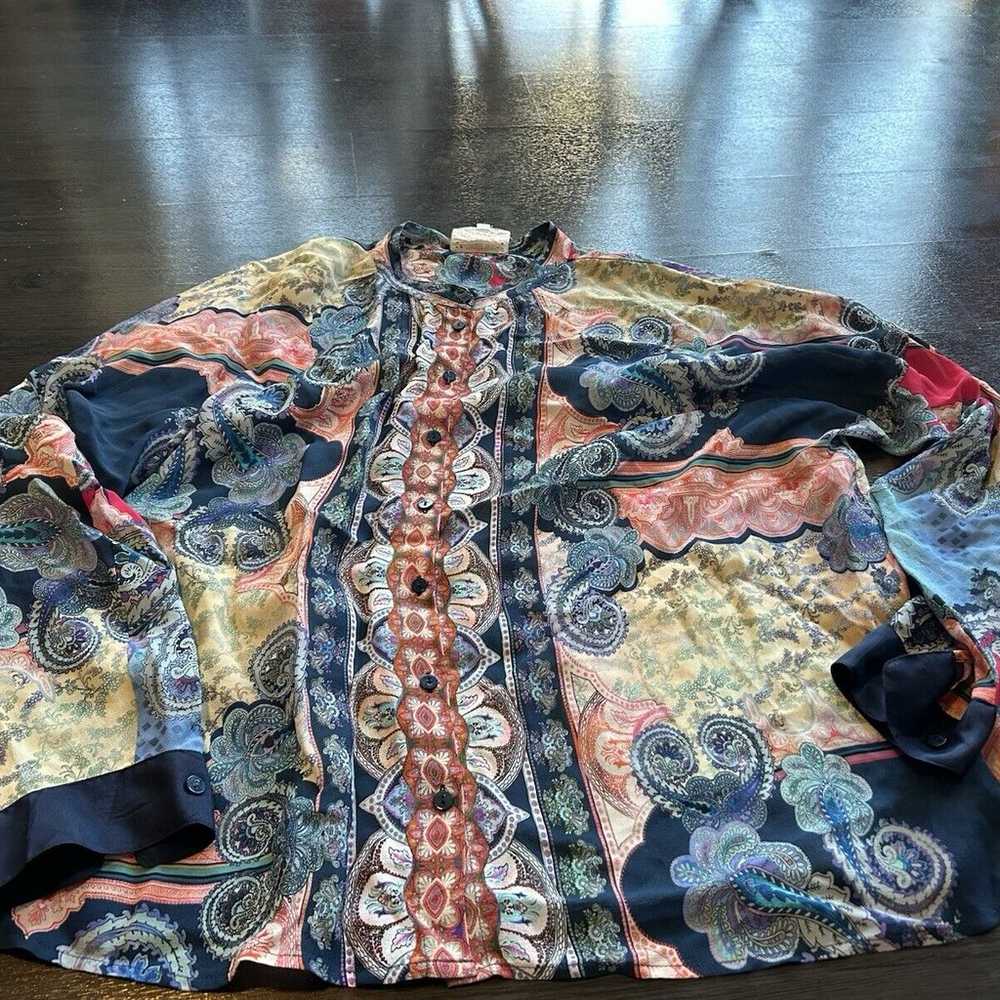 Euc Johnny Was Print Blouse Shirt Size Xl - image 1