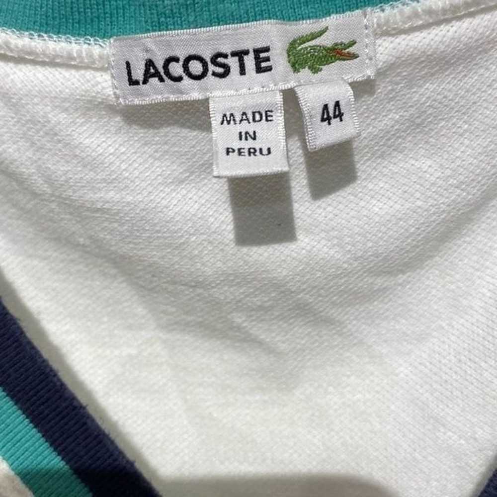 Lacoste Women's White V-Neck Stripe Trim 100% Cot… - image 4