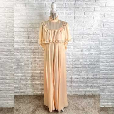 Vintage Peach Flowy Tiered Maxi Dress - image 1