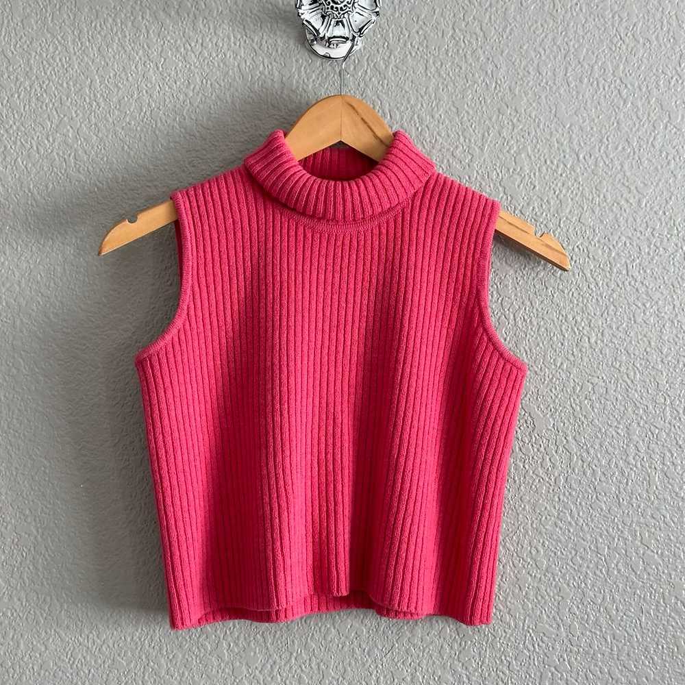 St. John Wool Blend Turtleneck Blouse Crop Fit Sl… - image 1