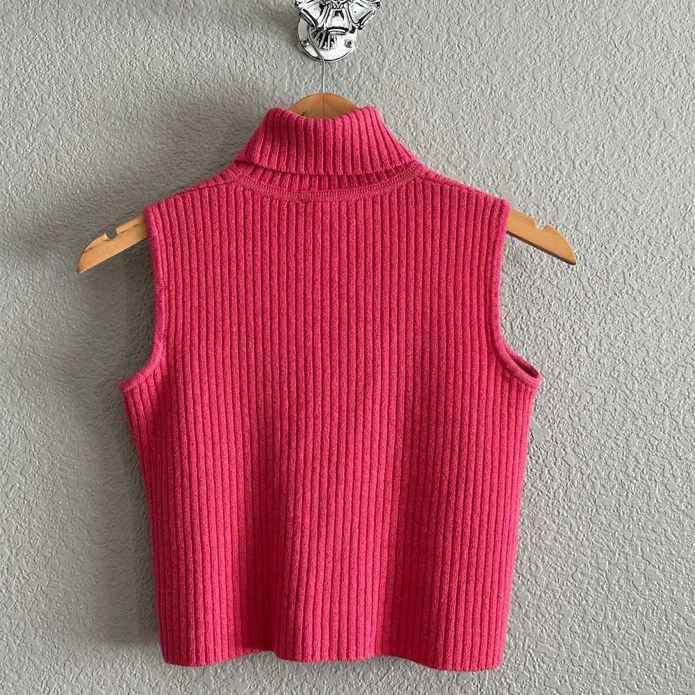 St. John Wool Blend Turtleneck Blouse Crop Fit Sl… - image 3