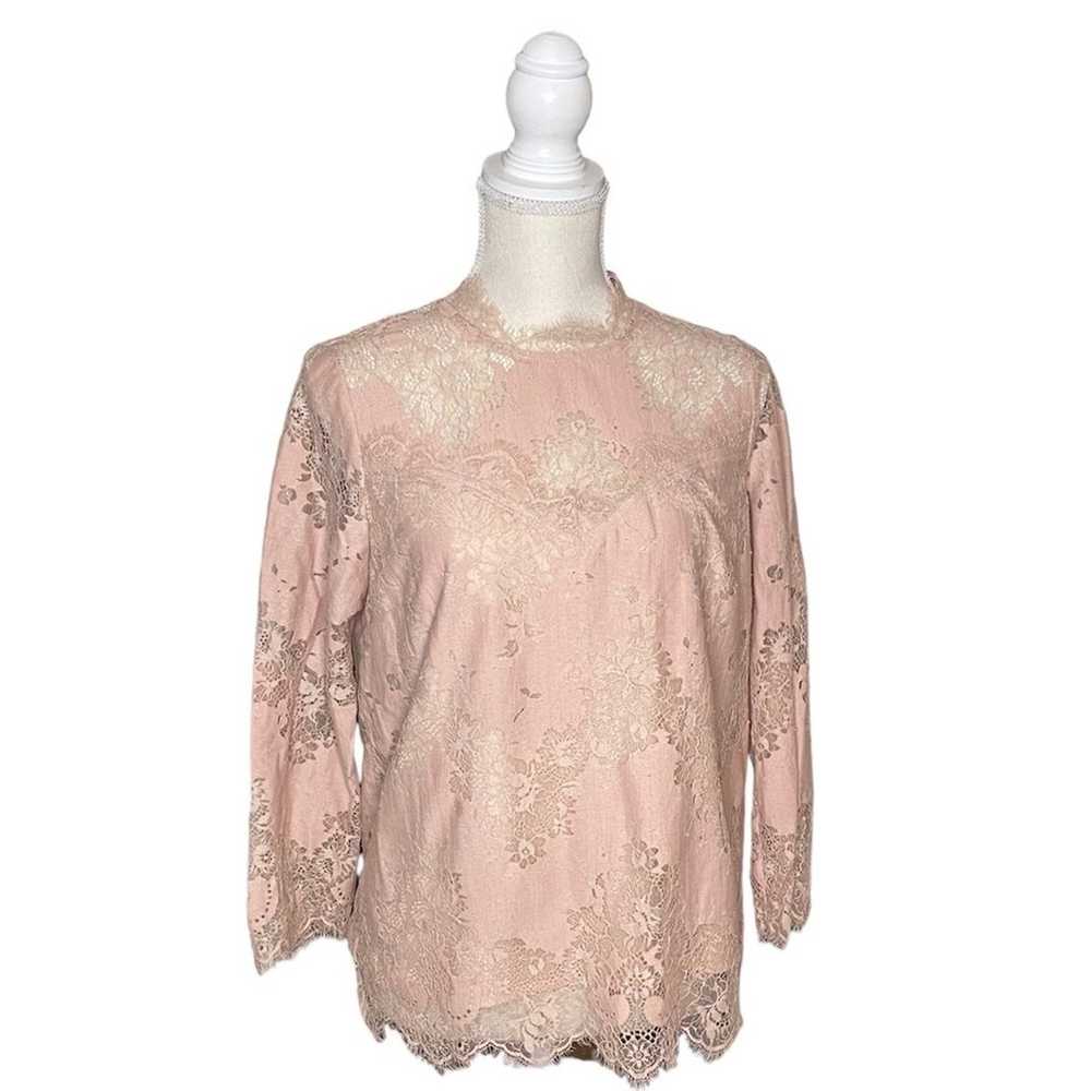 Heartloom Mauve Lace Blouse with High Collar Size… - image 2