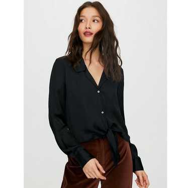 ARITZIA Wilfred Free Black Tie Front Blouse