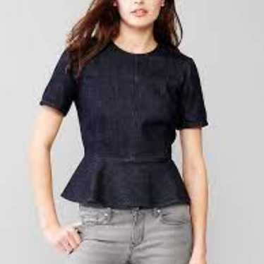 GAP Peplum Top Rinse Denim  Jeans Shirt Top 8