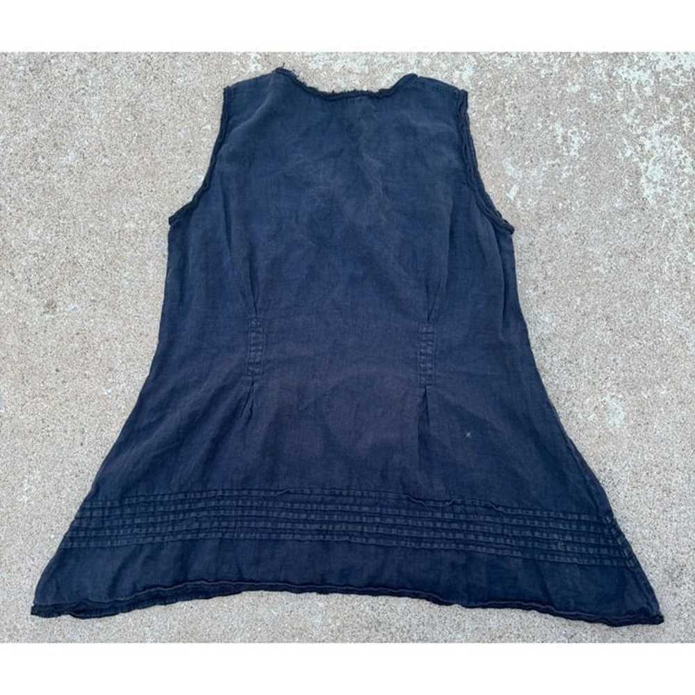 GRIZAS Linen Tunic Top Blouse Sleeveless Black Wo… - image 2