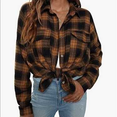 NEW Plaid Button Down Work Blouse - image 1