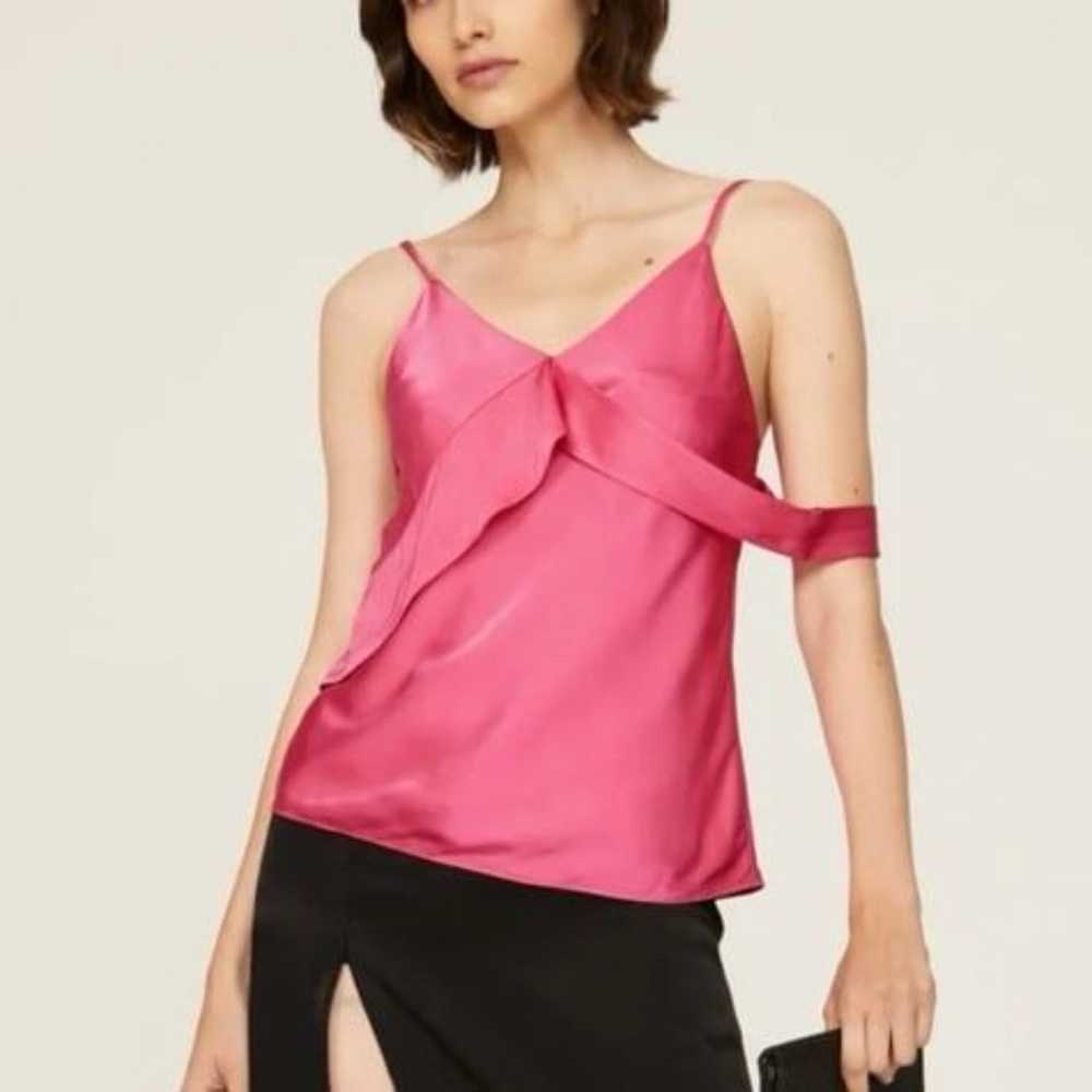 Helmut lang satin sash slip tank hot pink fuschia - image 3