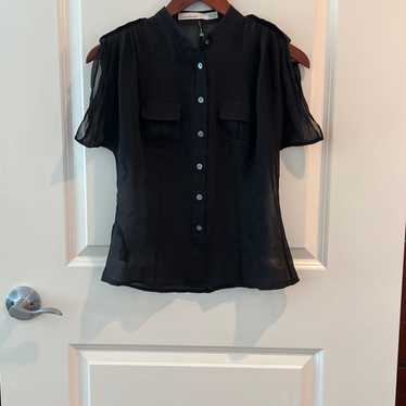 Karen Millen Black Sheer sleeveless button up