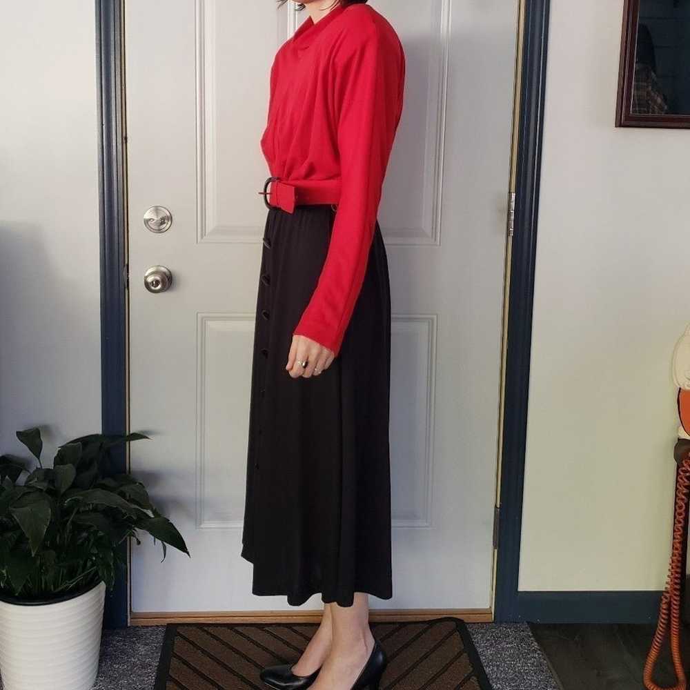 80s Red and Black Day Dress - image 2