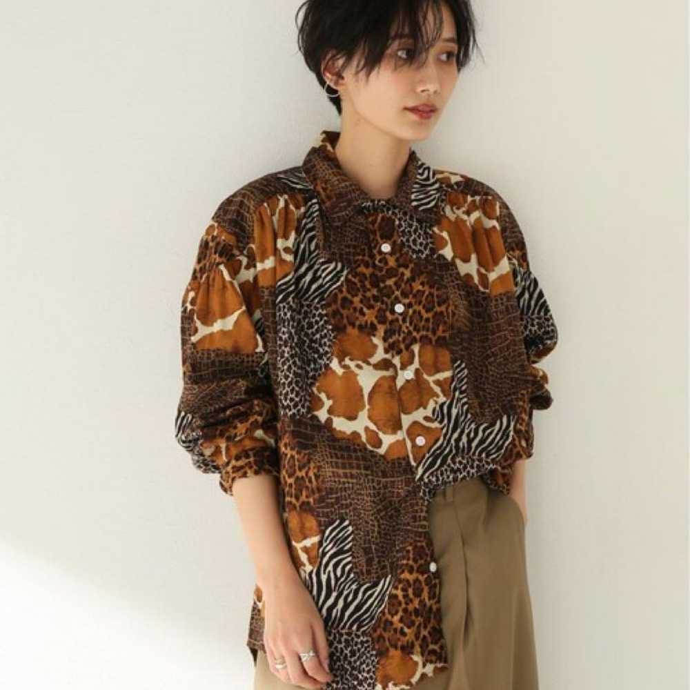 【AIE】Animal Patchwork LS Shirt Brown - image 1