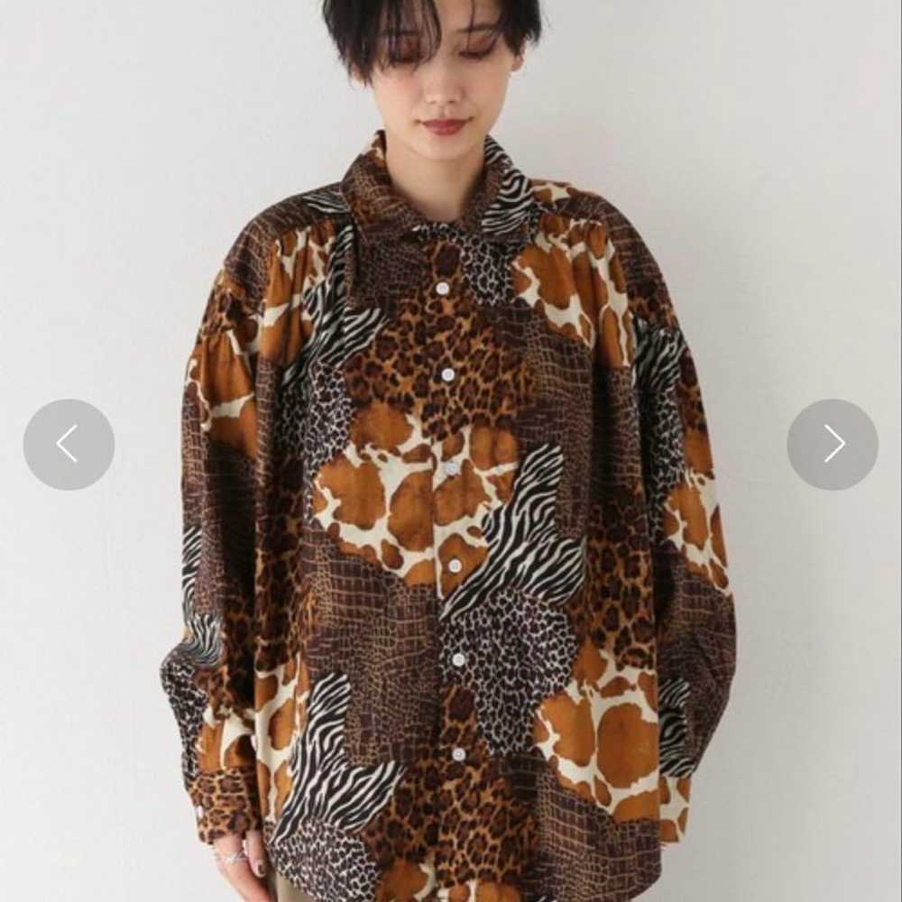 【AIE】Animal Patchwork LS Shirt Brown - image 2