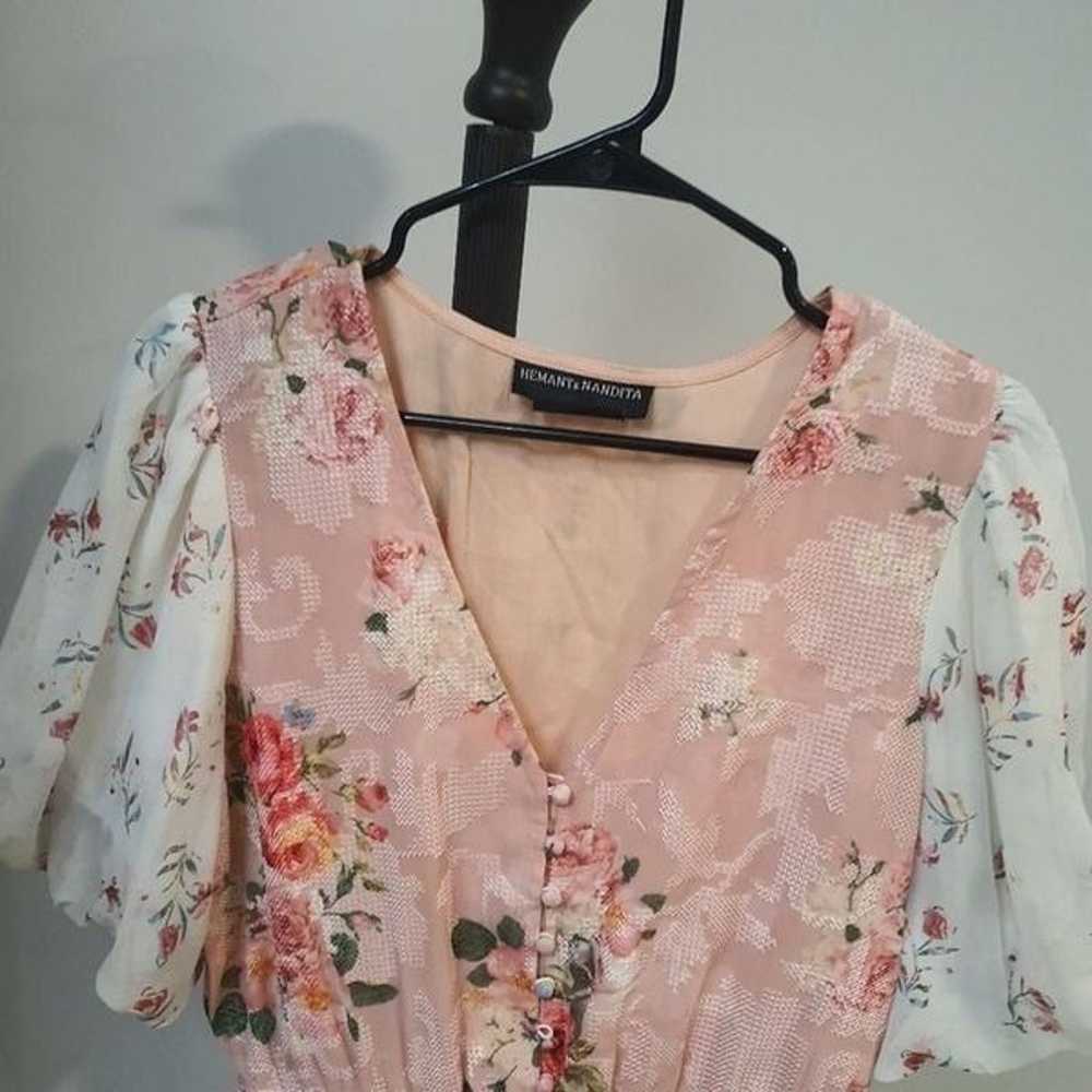 HEMANT & NANDITA rose garden blouse Size Medium - image 2