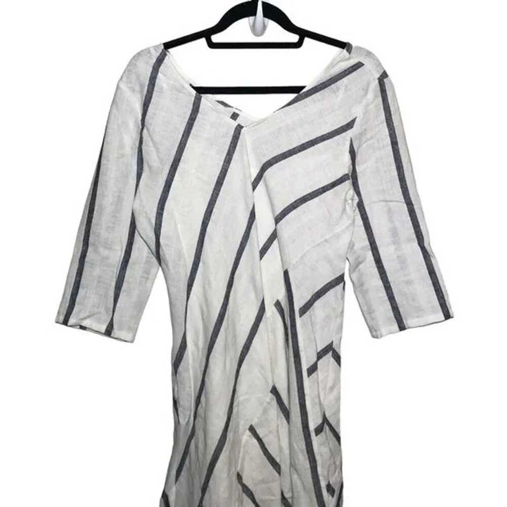 Soft Surroundings  Linen Cotton Dress V Neck Stri… - image 1