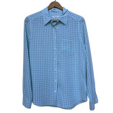 Equipment Femme Light Blue Gingham Silk Blouse - … - image 1