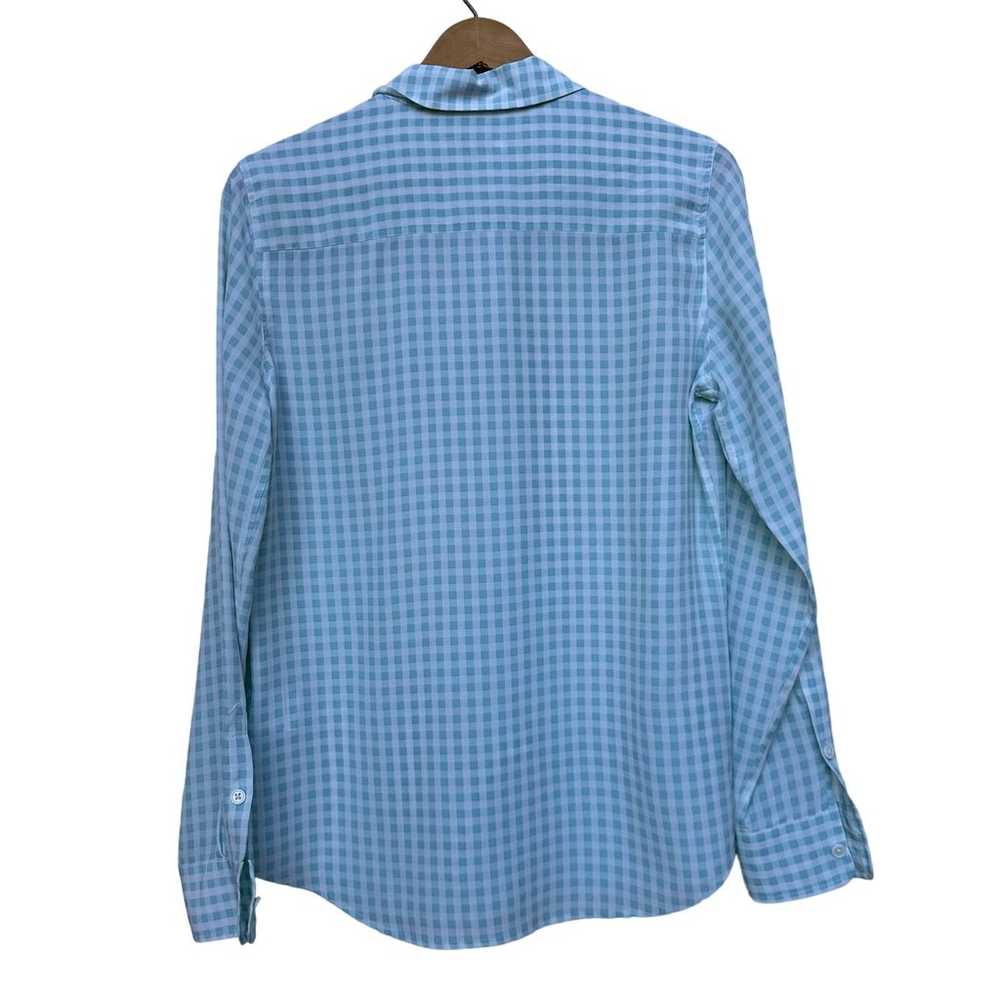 Equipment Femme Light Blue Gingham Silk Blouse - … - image 2