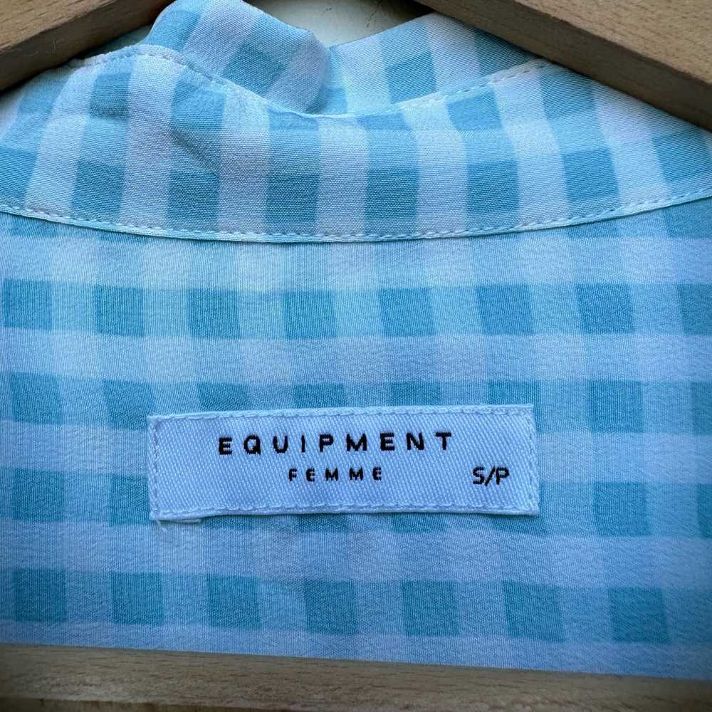 Equipment Femme Light Blue Gingham Silk Blouse - … - image 4