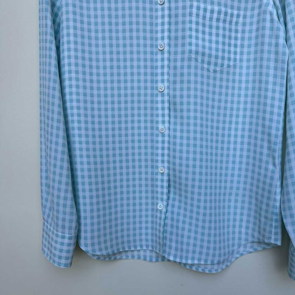 Equipment Femme Light Blue Gingham Silk Blouse - … - image 5