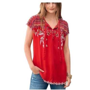 Johnny Was Lissa Small red Peasant Floral Embroid… - image 1