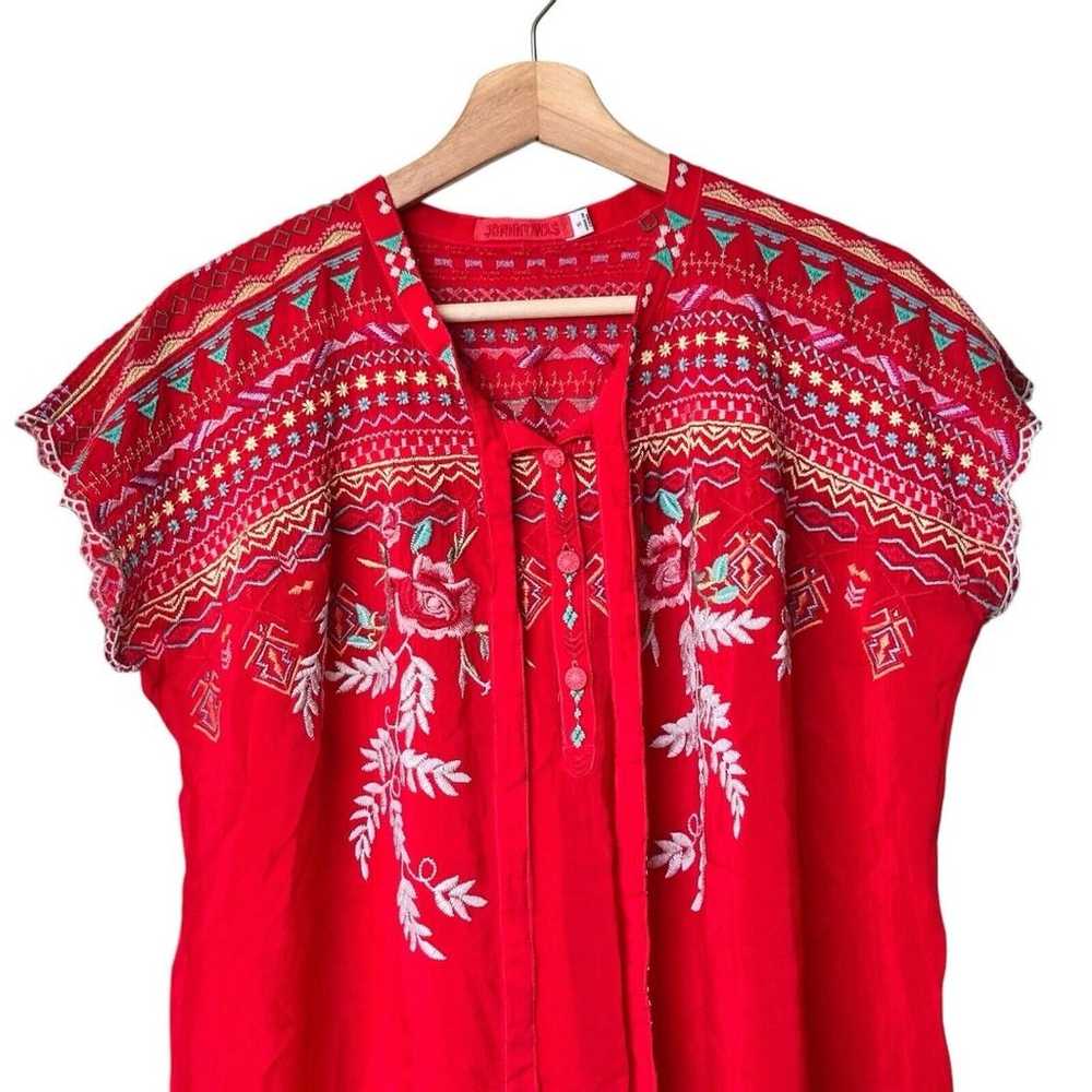 Johnny Was Lissa Small red Peasant Floral Embroid… - image 9