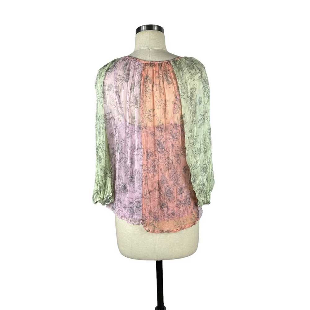 JOHNNY WAS Serena Peasant Silk Blouse Pastel Colo… - image 3