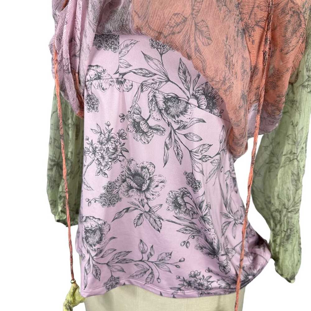 JOHNNY WAS Serena Peasant Silk Blouse Pastel Colo… - image 4