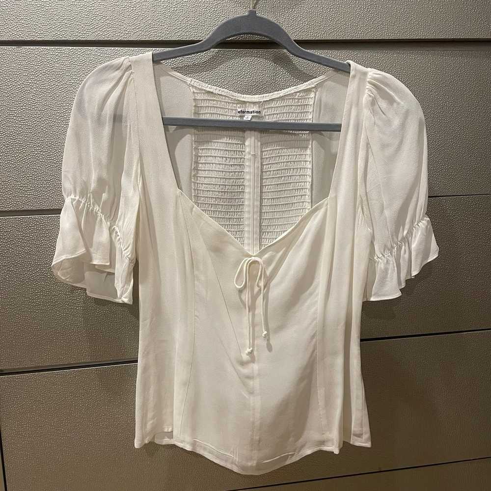 NWOT Reformation Delevan Top Blouse 8 Ivory White… - image 1