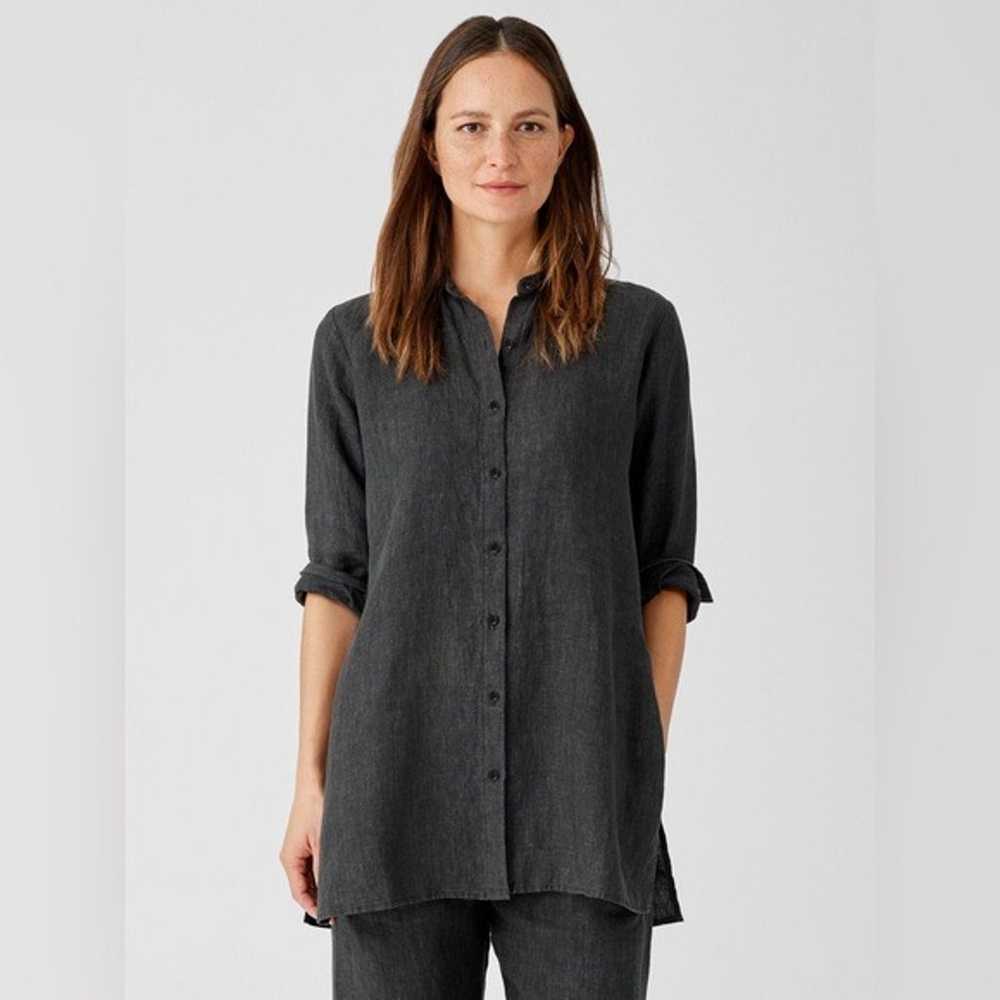 Eileen Fisher MEDIUM Washed Organic Linen Delave … - image 2