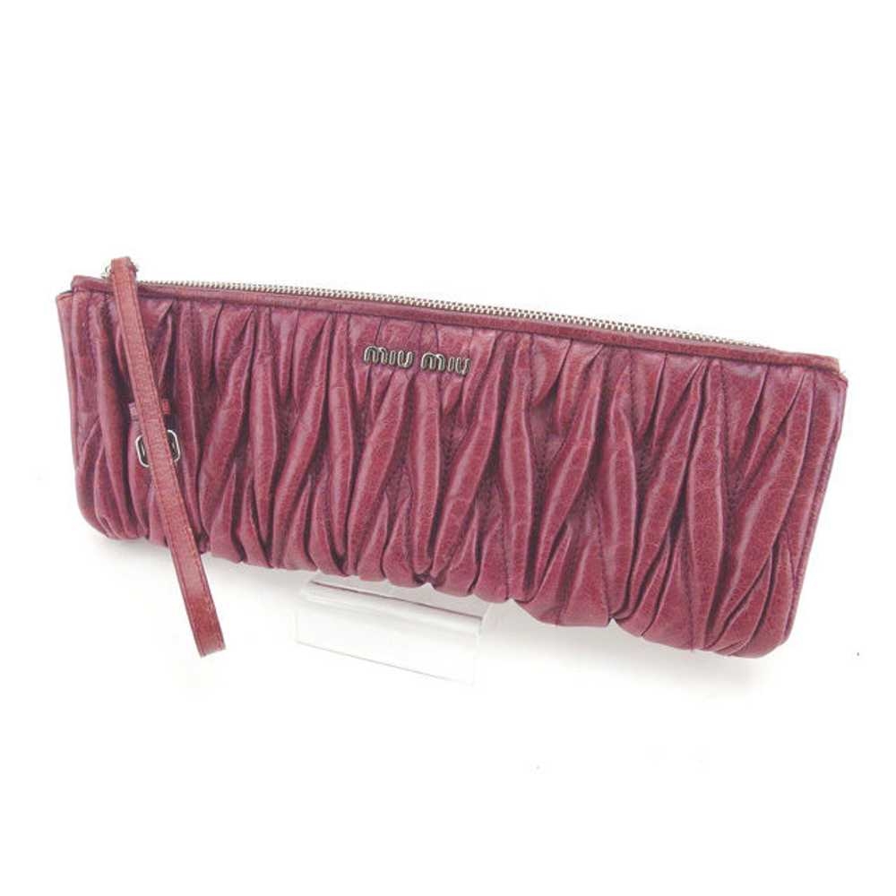 Auth Miu Miu used Pouch With Strap Purple Silver … - image 1