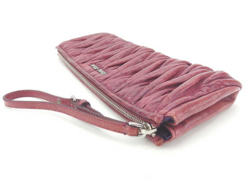 Auth Miu Miu used Pouch With Strap Purple Silver … - image 3