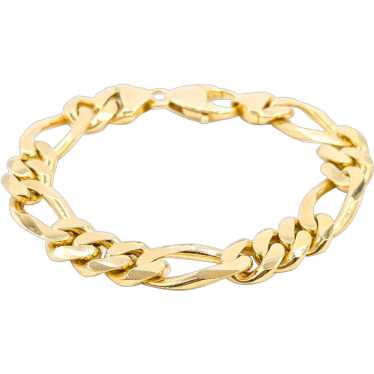 Elegant Solid Gold Figaro Bracelet in 14k Yellow G