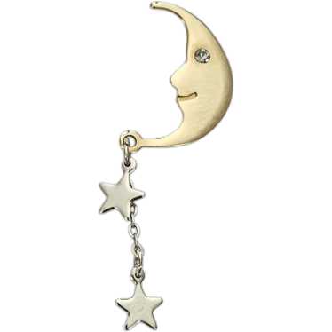 Avon Gold Tone Moon Pin Star Dangle Charm Scatter… - image 1