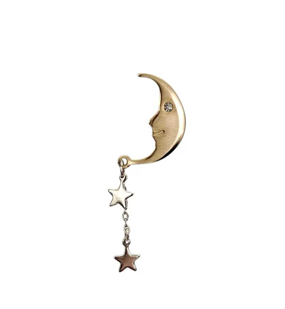 Avon Gold Tone Moon Pin Star Dangle Charm Scatter… - image 2