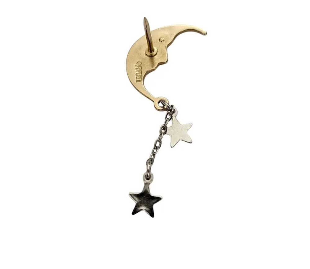 Avon Gold Tone Moon Pin Star Dangle Charm Scatter… - image 5