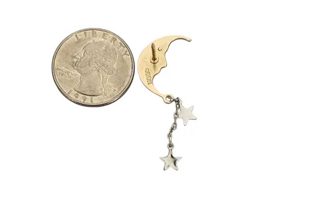 Avon Gold Tone Moon Pin Star Dangle Charm Scatter… - image 6