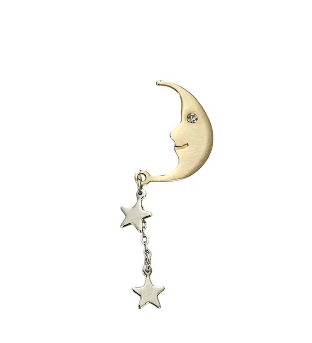 Avon Gold Tone Moon Pin Star Dangle Charm Scatter… - image 8