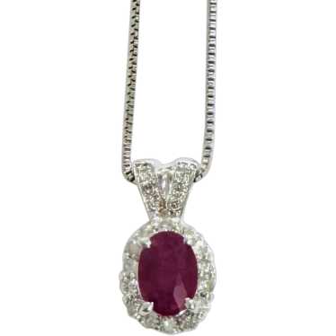 1ctw Natural Ruby & Diamond Solid 18k White Gold … - image 1